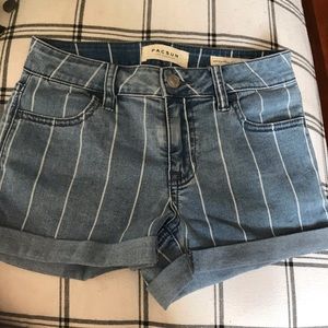 Pin Striped Jean Shorts